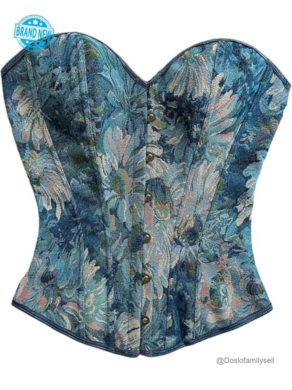Floral Lace Up Overbust Corset Bustier Top Strapless Renaissance Tube Top